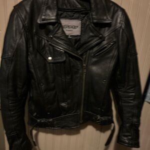 Unik Women's Classic Black Leather Jacket with chaps